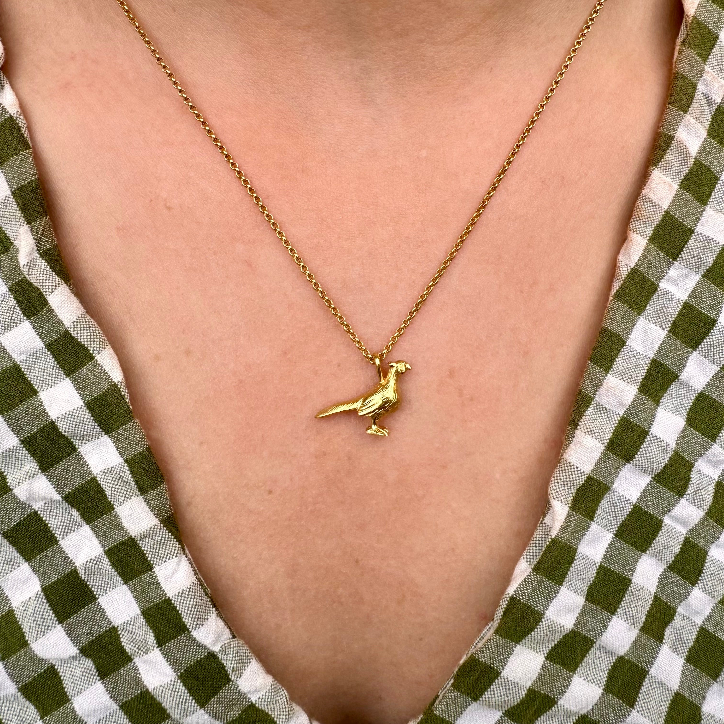 Pheasant Necklace (18ct Gold Plated) - Oliver Roberts Jewellery