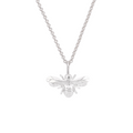 Handmade sterling silver bee necklace pendant on a belcher chain, made in England